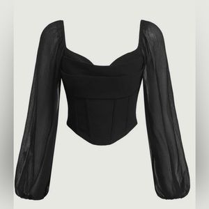 Long Sleeve Black Crop Top